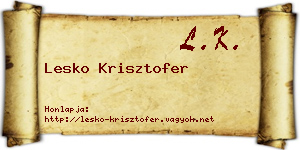 Lesko Krisztofer névjegykártya